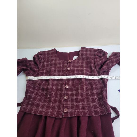 NWT VTG Leslie Belle Pleated Midi Dress Women's Size 10P Purple Plaid Tie Back - Picture 3 of 12